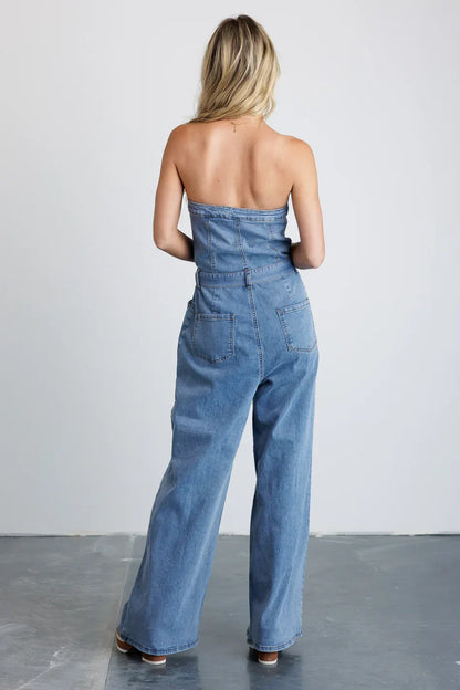 Wide Leg Denim Jumpsuit - FINAL SALE