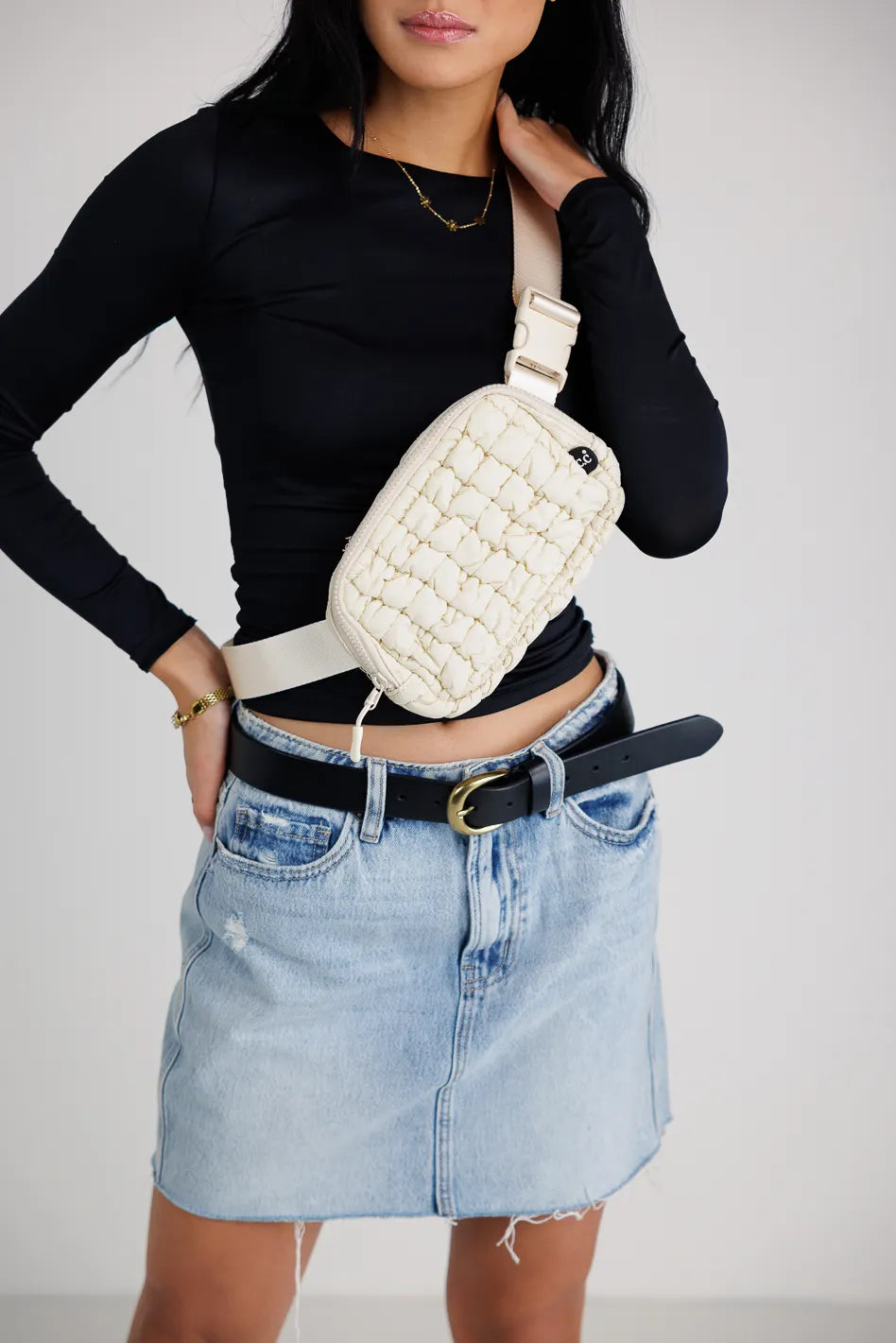 Nylah Quilted Crossbody in Beige - FINAL SALE