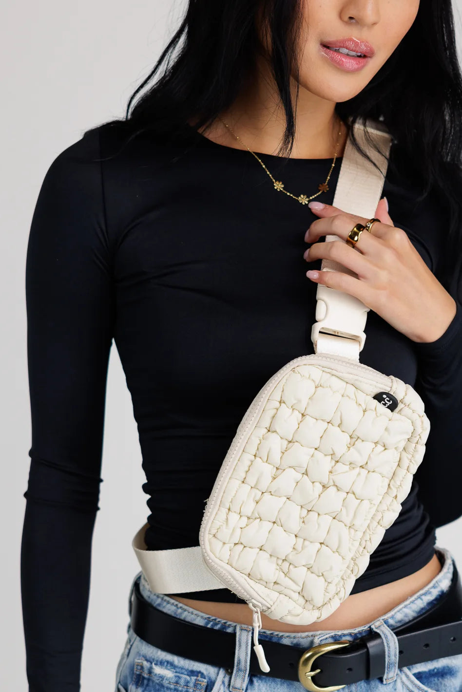 Nylah Quilted Crossbody in Beige - FINAL SALE