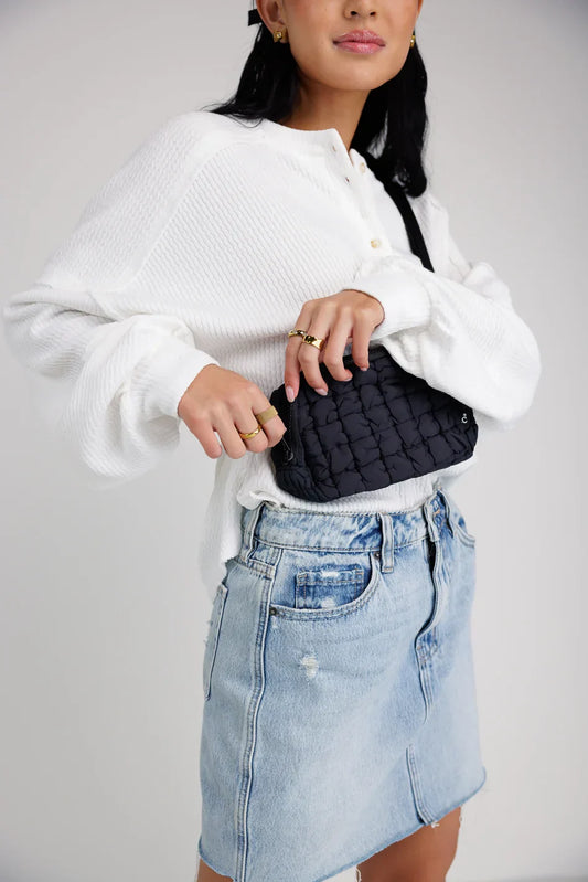 Nylah Quilted Crossbody in Black
