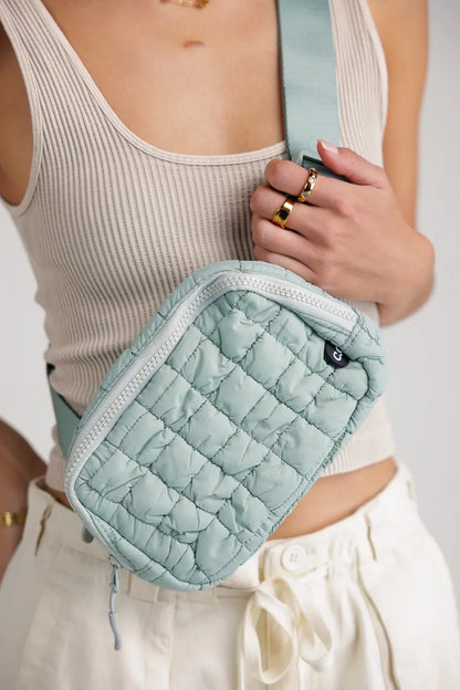 Nylah Quilted Crossbody in Sage