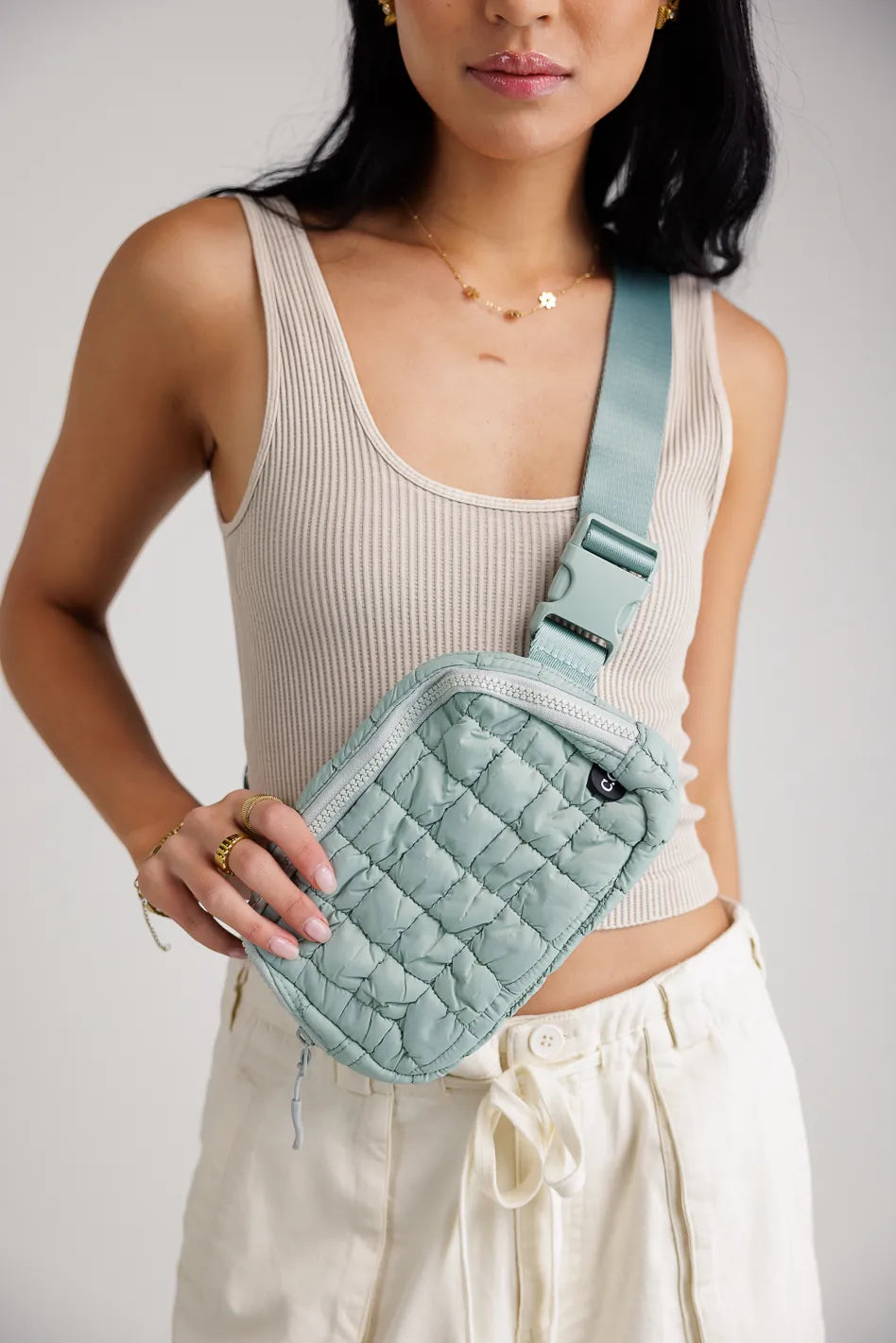 Nylah Quilted Crossbody in Sage