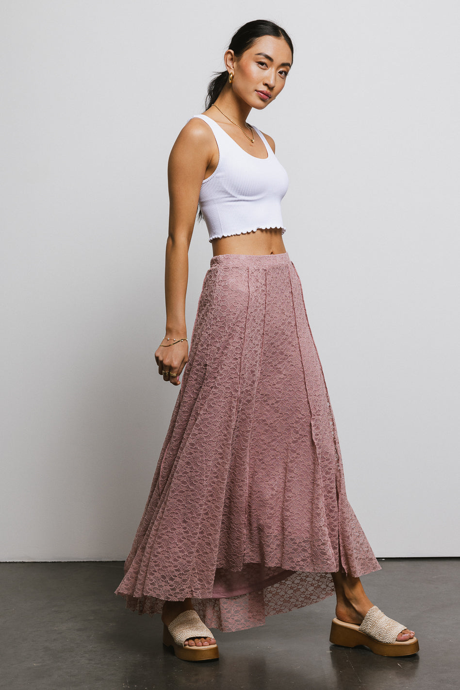 Eliza Lace Skirt in Rose - FINAL SALE