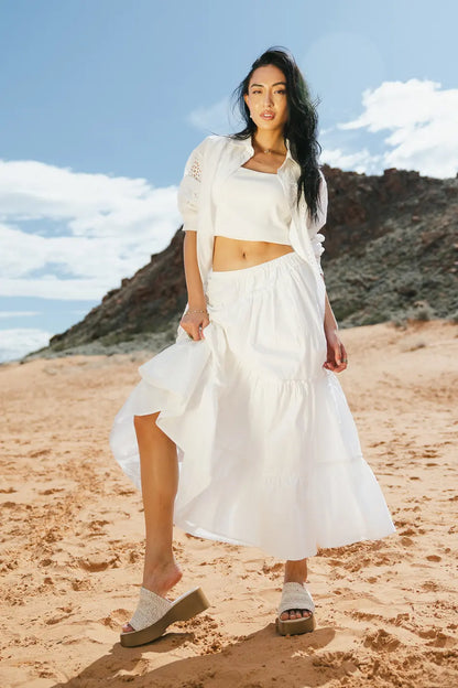 Layana Tiered Skirt in White - FINAL SALE