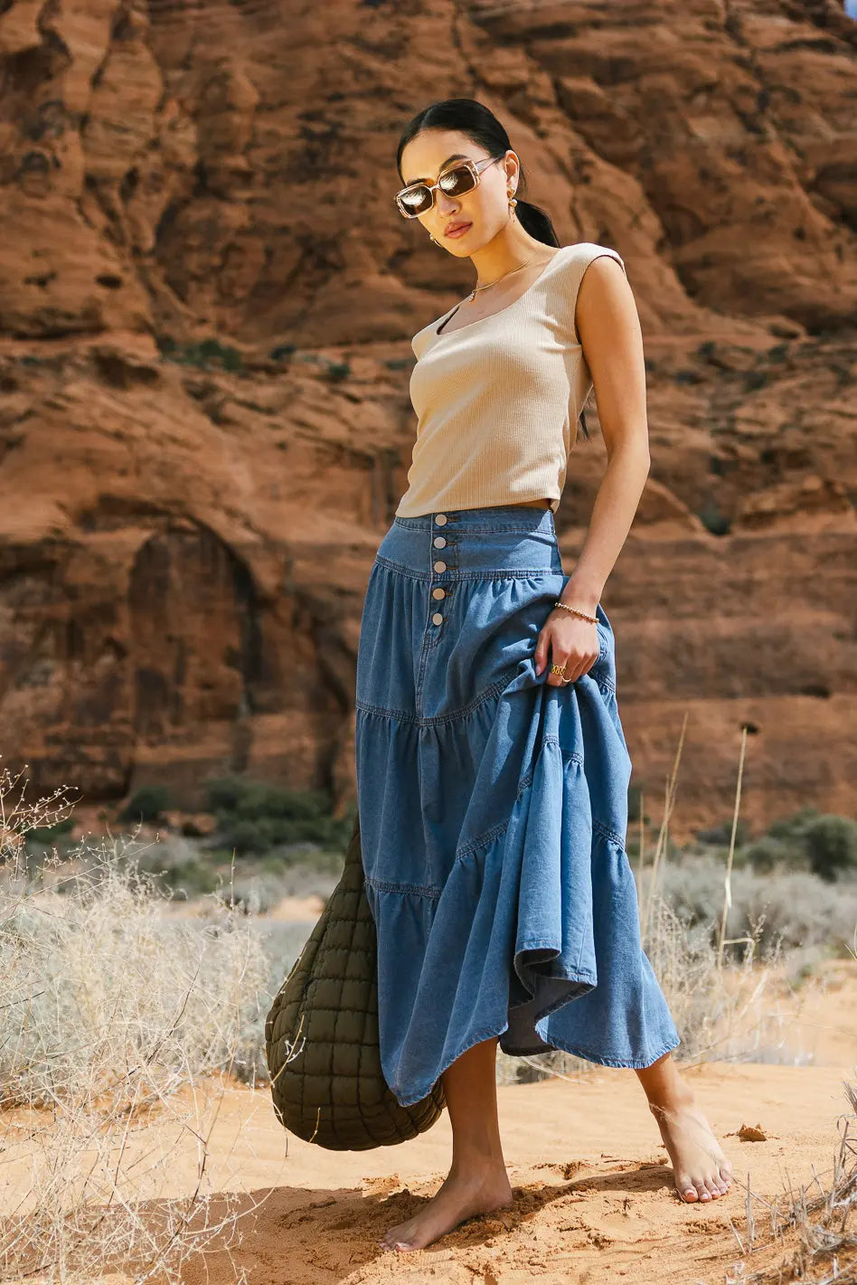 Joannie Tiered Denim Skirt - FINAL SALE