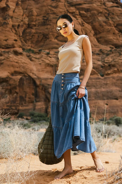 Joannie Tiered Denim Skirt - FINAL SALE