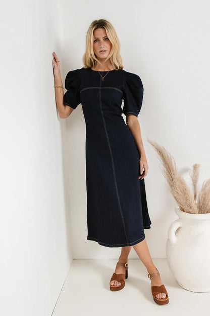 Campbell Denim Dress in Dark Wash - FINAL SALE