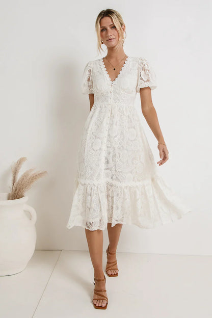 Rowan Lace Dress in White - FINAL SALE