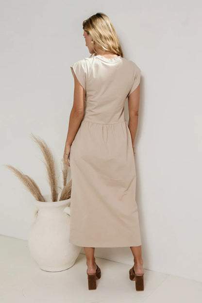 Louie Midi Dress in Beige - FINAL SALE