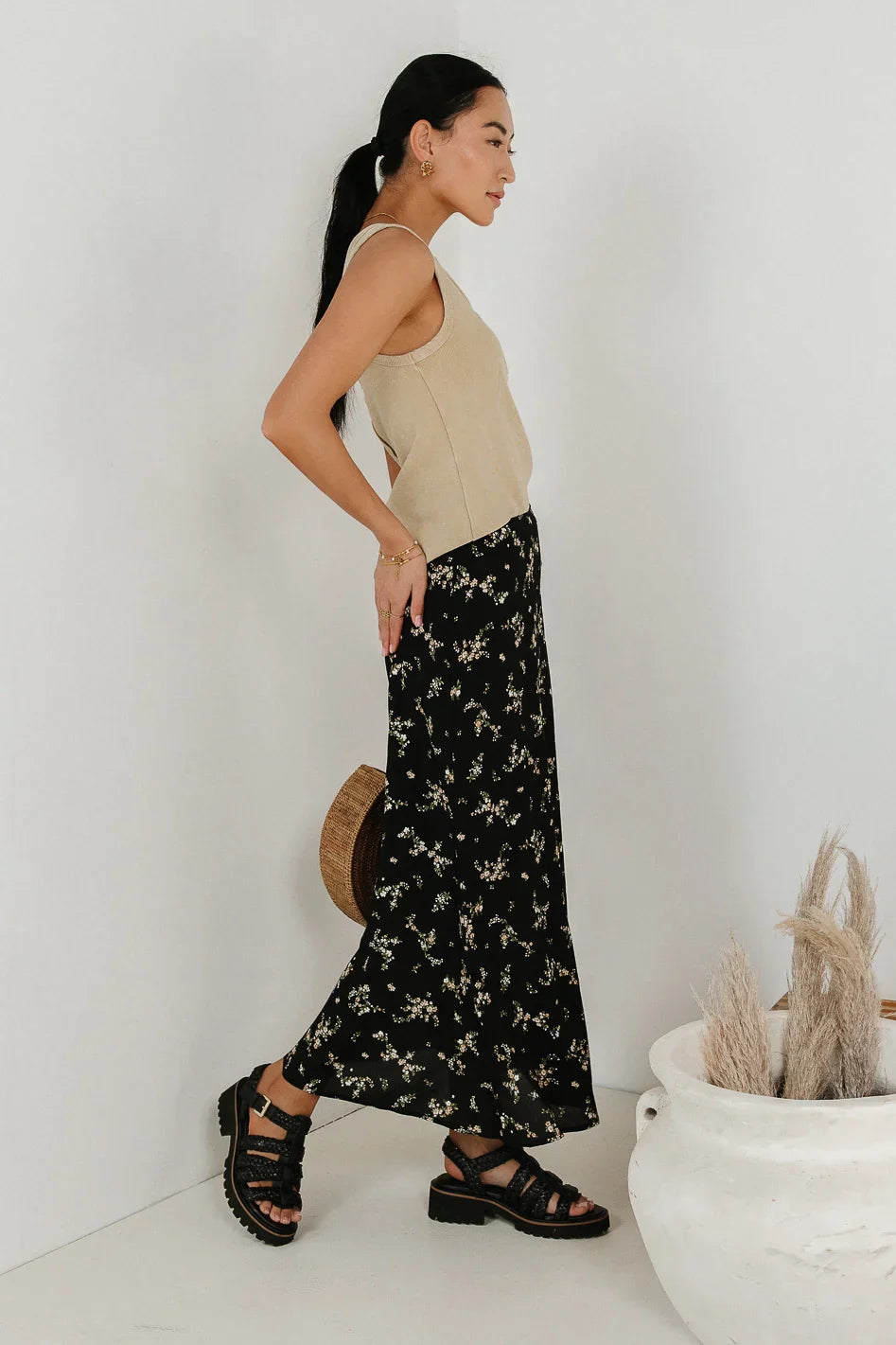 Rory Floral Skirt in Black - FINAL SALE