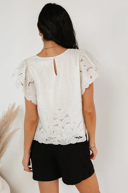 Myra Embroidered Blouse in Ivory - FINAL SALE