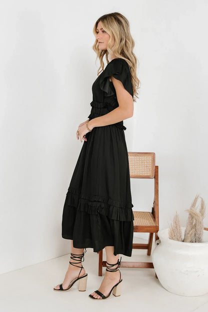 Willa Ruffle Dress in Black - FINAL SALE