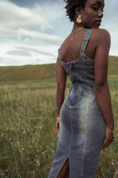 Valentini Denim Midi Dress - FINAL SALE