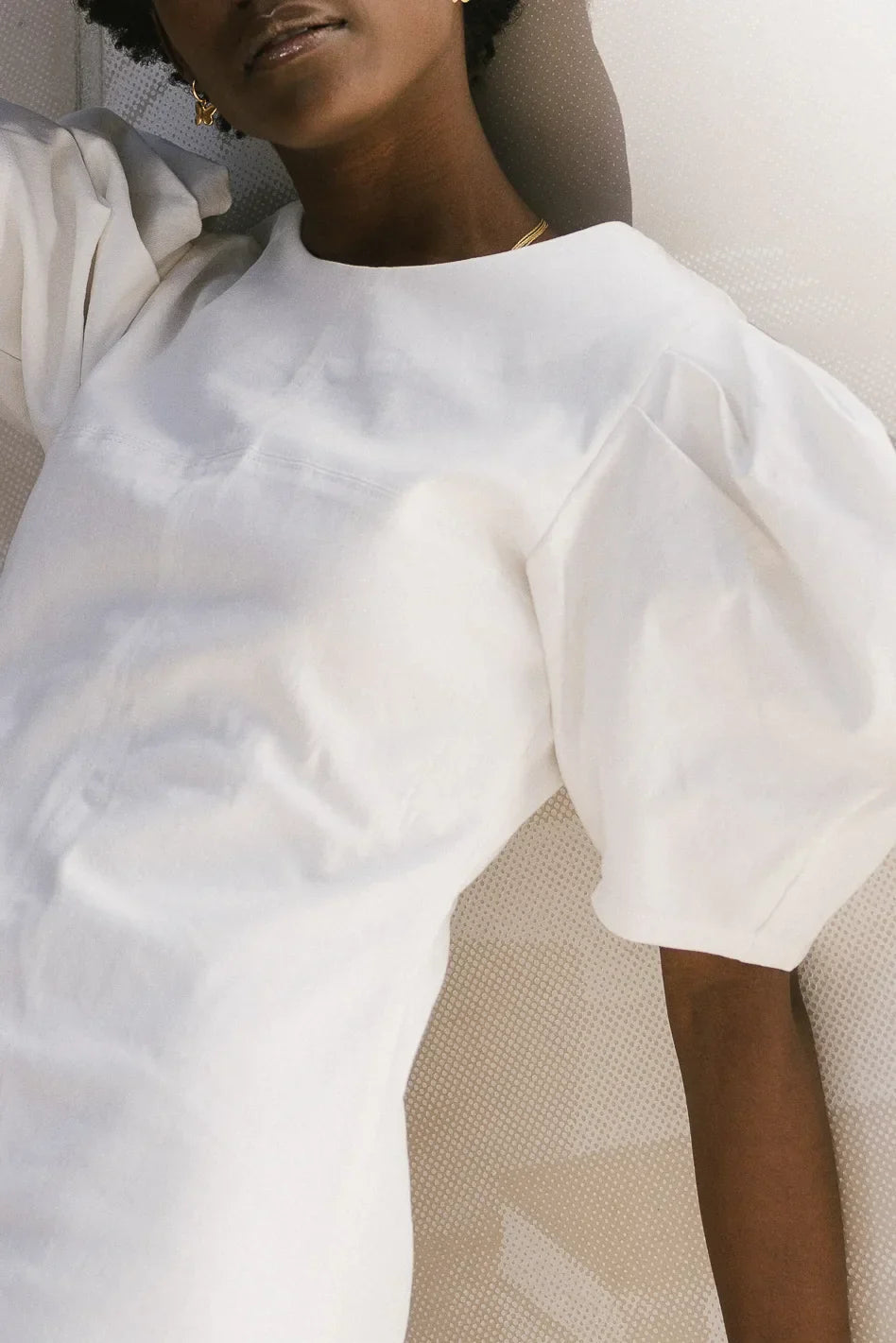 Campbell Denim Dress in Cream - FINAL SALE