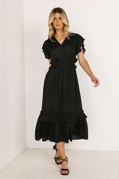 Willa Ruffle Dress in Black - FINAL SALE