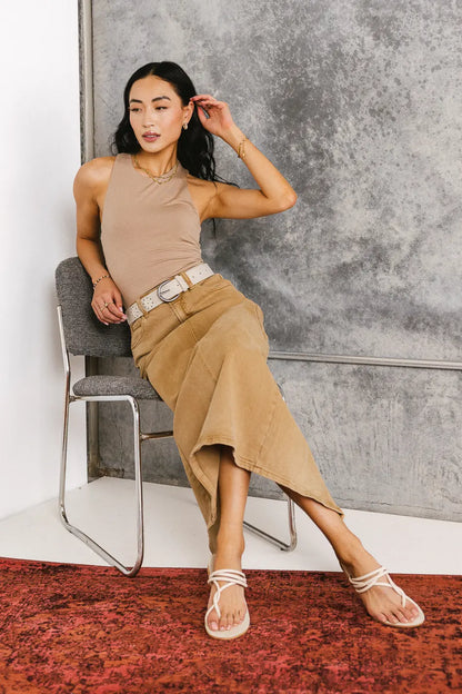 Harley Denim Midi Skirt in Mocha - FINAL SALE