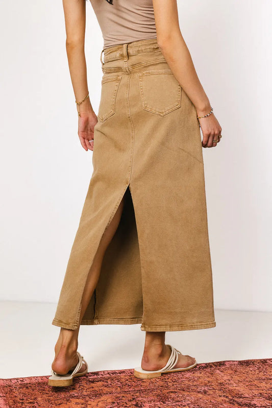 Harley Denim Midi Skirt in Mocha - FINAL SALE