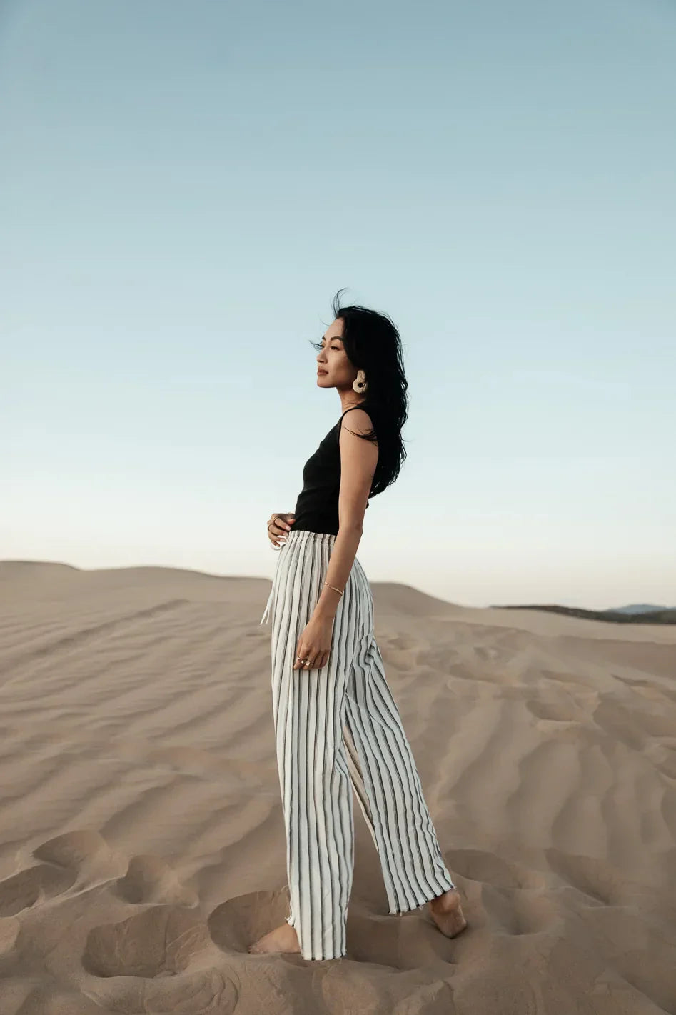 Ronan Striped Pants in White