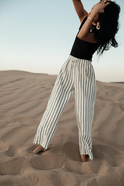 Ronan Striped Pants in White