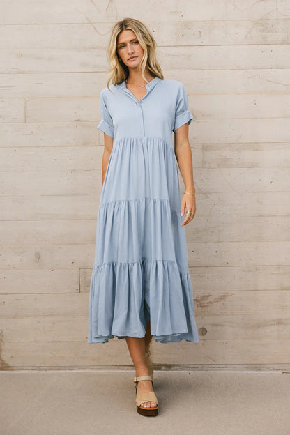 Amanda Tiered Dress in Blue - FINAL SALE