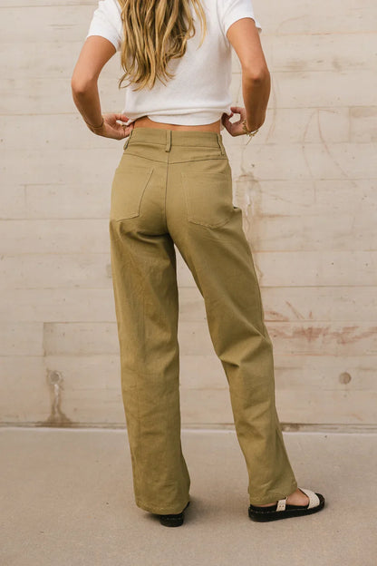 Porsha Straight Leg Jeans in Olive - FINAL SALE