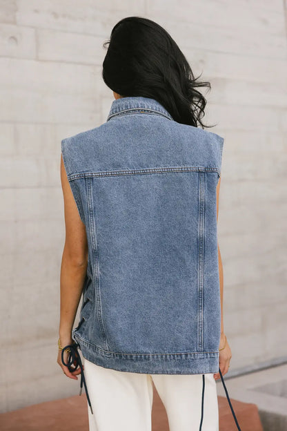 Stephie Lace Up Denim Vest - FINAL SALE