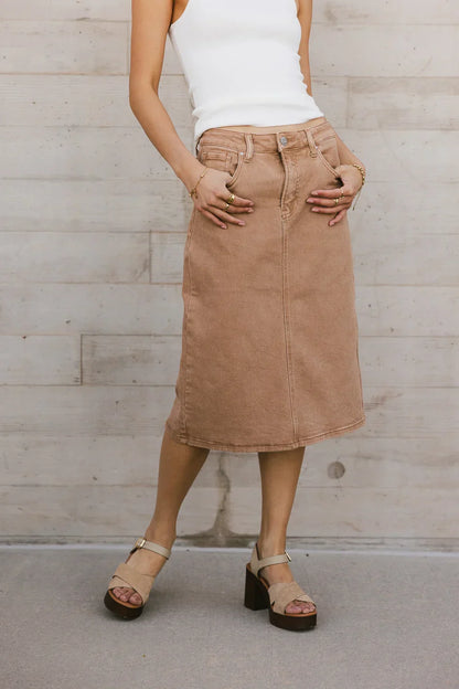 Jordan Denim Skirt in Tan - FINAL SALE