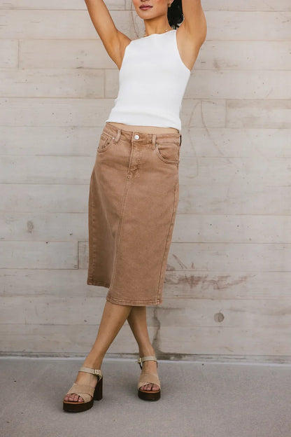 Jordan Denim Skirt in Tan - FINAL SALE