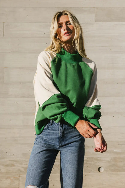 Drew Colorblock Sweatshirt in Green - FINAL SALE