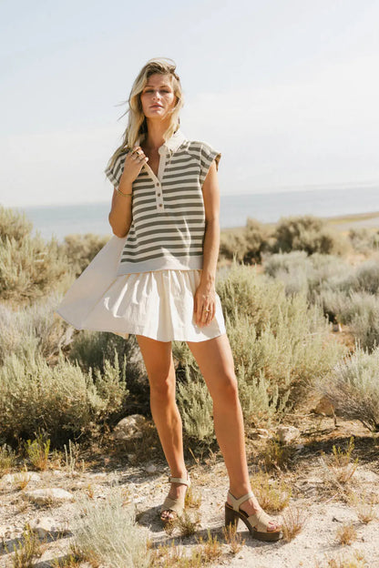 Evan Collared Mini Dress in Olive - FINAL SALE