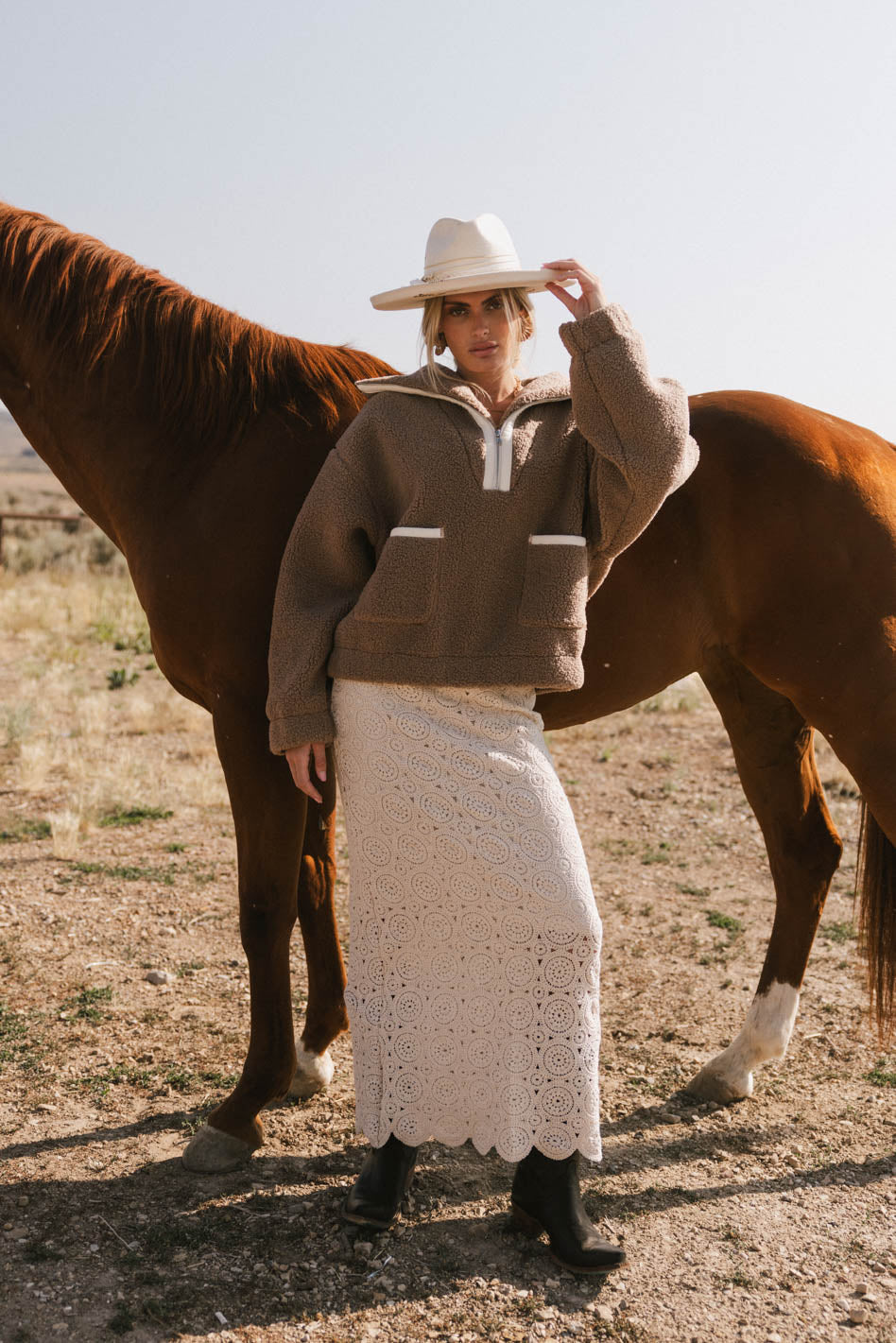 Nanet Crocheted Maxi Skirt in Natural - FINAL SALE