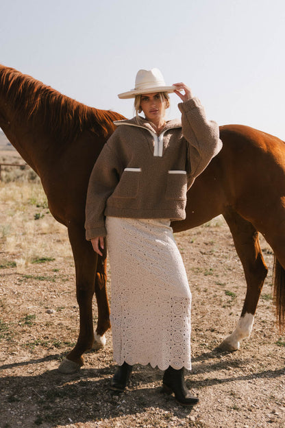 Nanet Crocheted Maxi Skirt in Natural - FINAL SALE