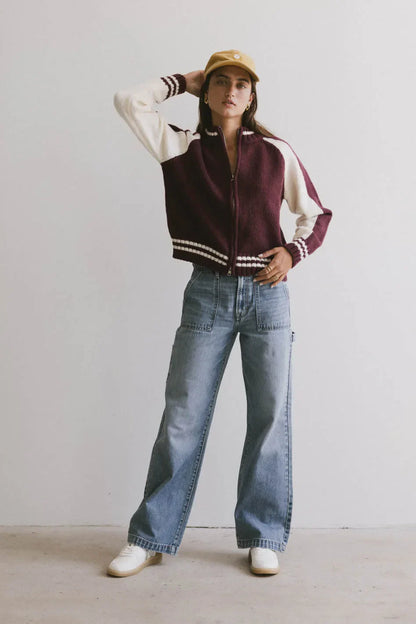 Sebastian Knit Jacket in Burgundy - FINAL SALE