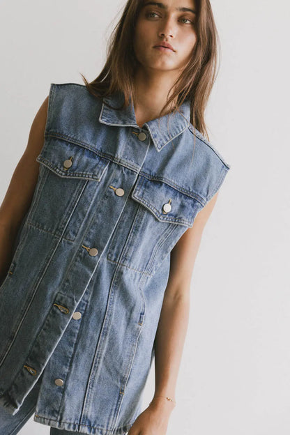 Taylor Denim Vest in Medium Wash - FINAL SALE
