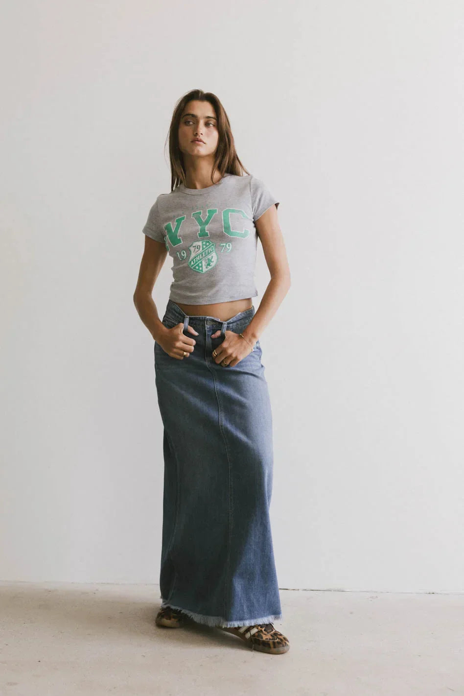 Heather Denim Maxi Skirt - FINAL SALE