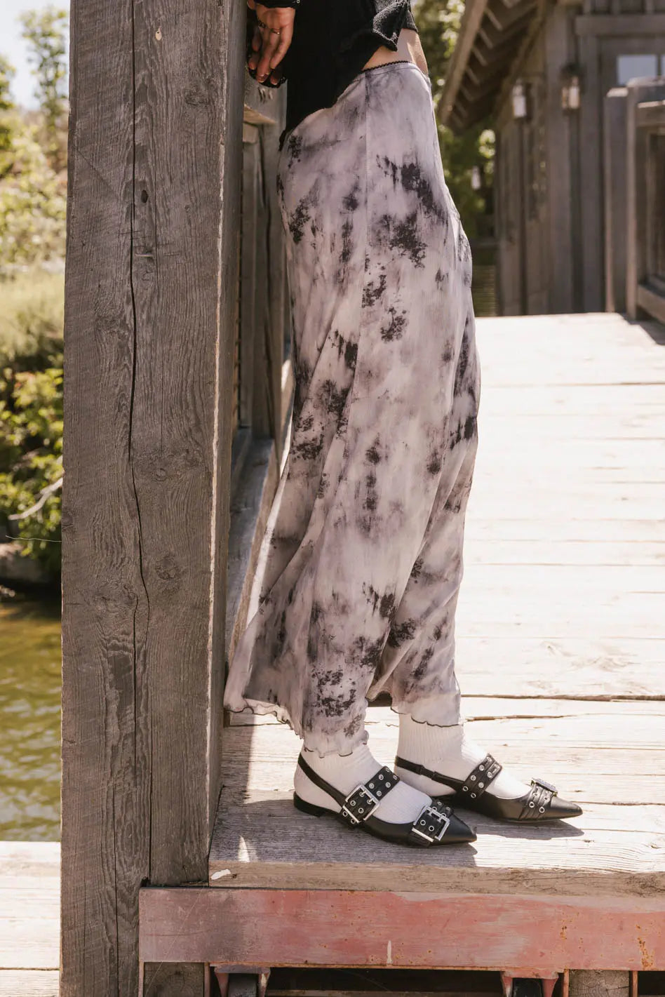 Chandler Abstract Maxi Skirt in Grey - FINAL SALE