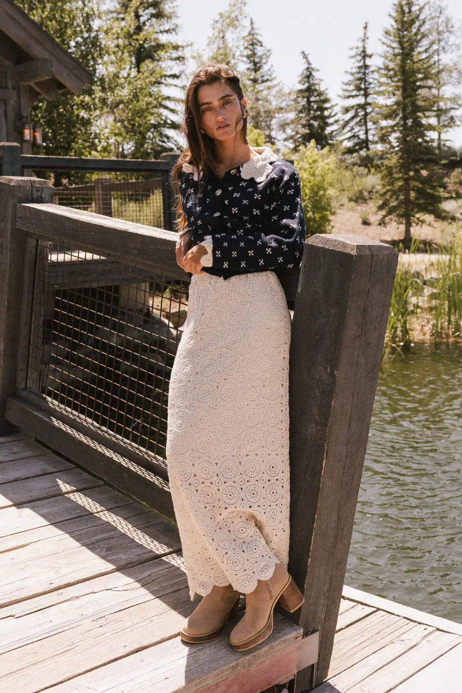 Nanet Crocheted Maxi Skirt in Natural - FINAL SALE