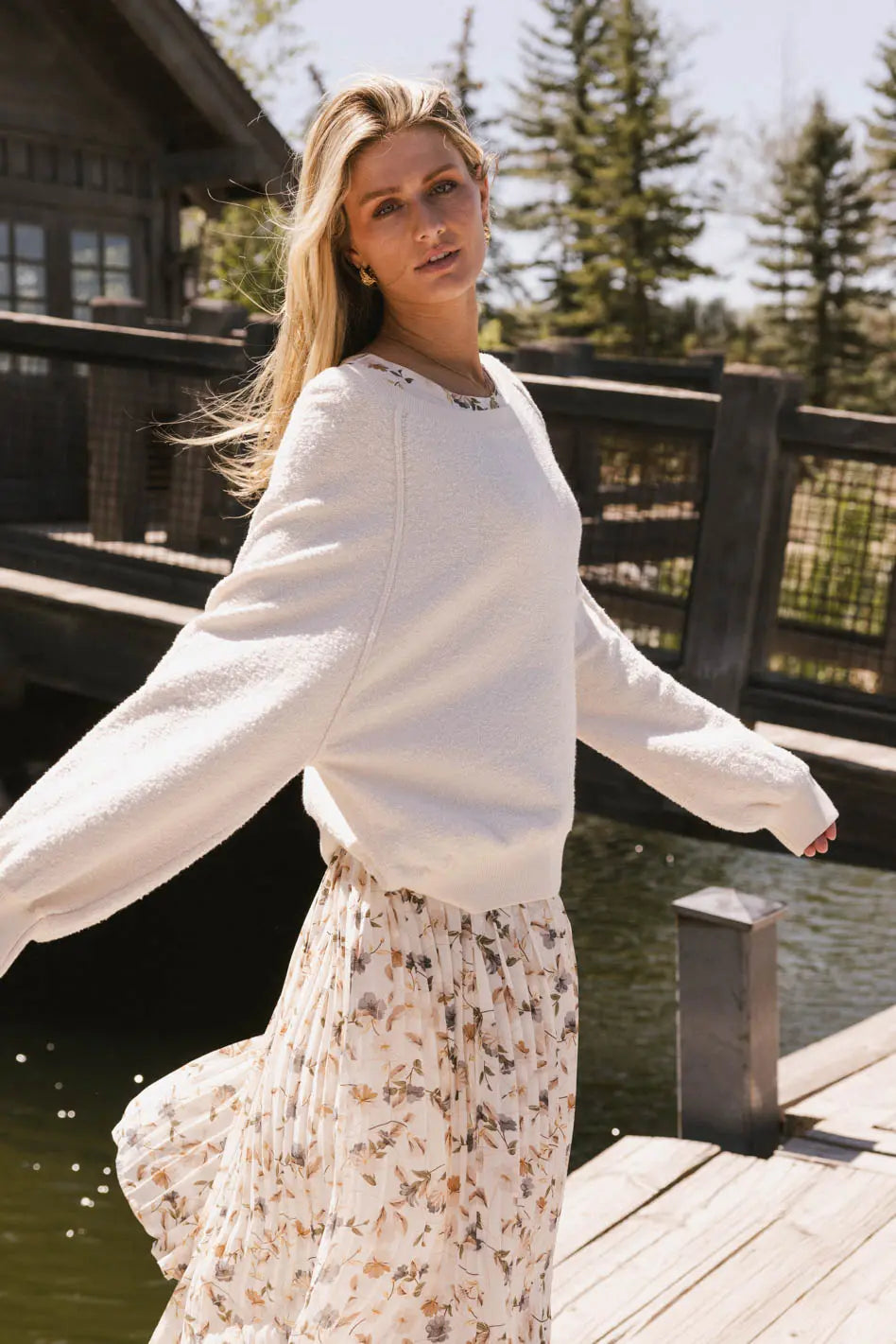 Annaleah Textured Sweatshirt in Cream - FINAL SALE