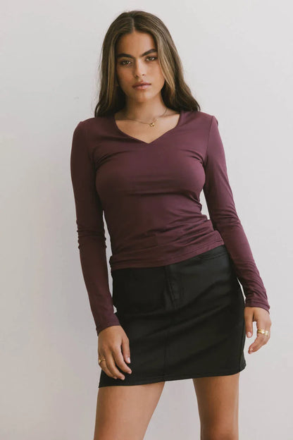 Iris Basic Top in Wine - FINAL SALE