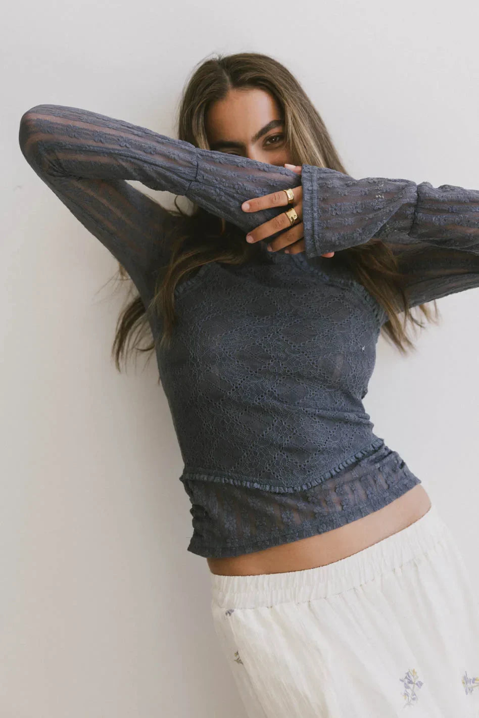 Linnea Lace Top in Blue - FINAL SALE