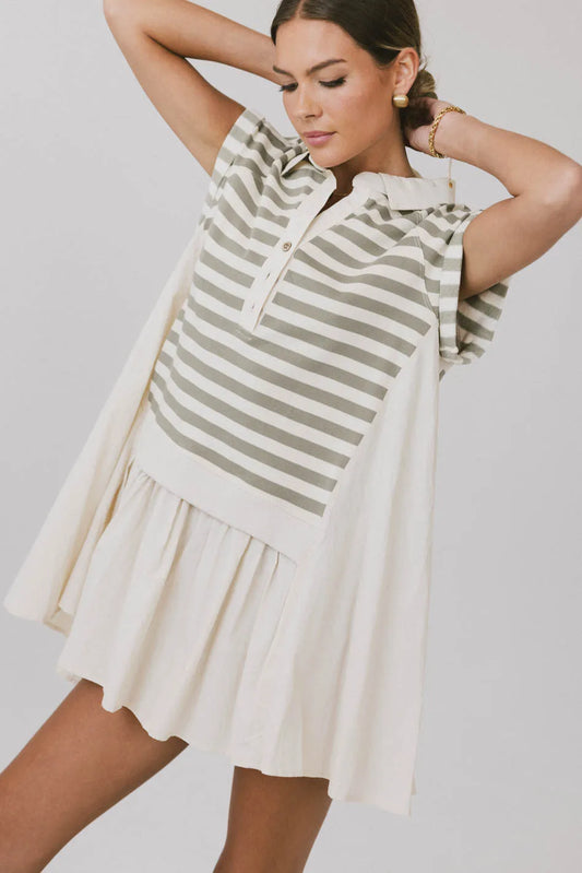 Evan Collared Mini Dress in Olive - FINAL SALE