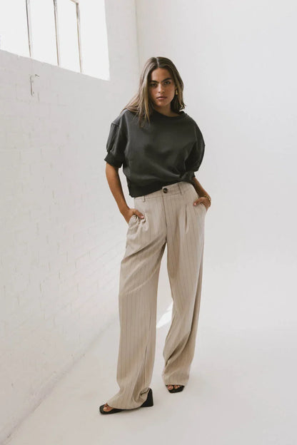 Reese Striped Slacks in Cream - FINAL SALE