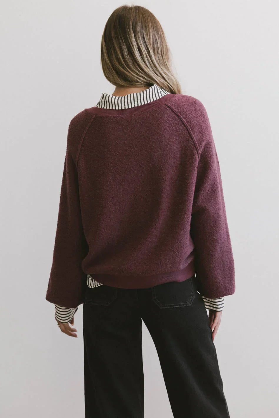 Annaleah Textured Sweatshirt in Burgundy - FINAL SALE