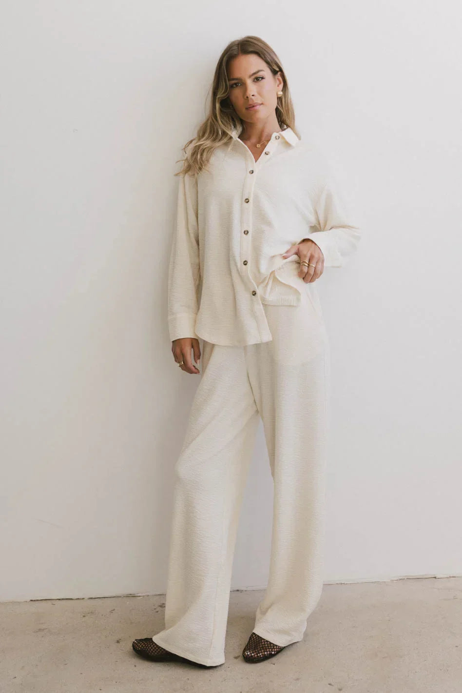 Etta Wide Leg Pants in Beige - FINAL SALE