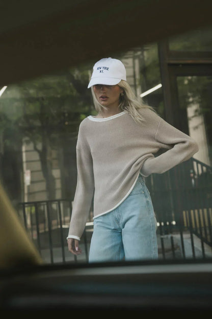 Mandy Contrast Sweater in Tan - FINAL SALE