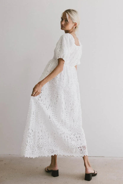 Devon Eyelet Lace Maxi Dress in Ivory - FINAL SALE