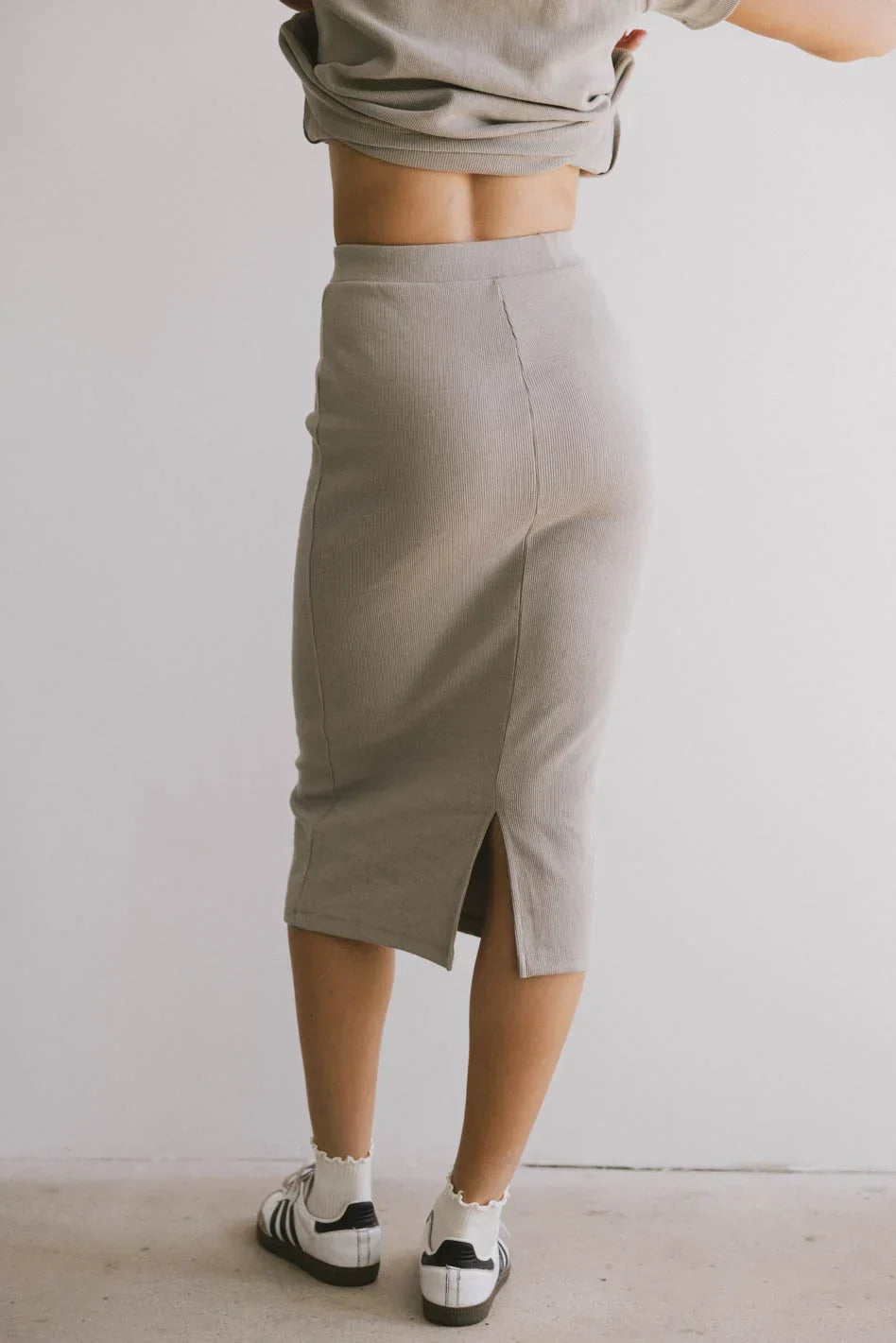 Calais Ribbed Skirt in Taupe - FINAL SALE