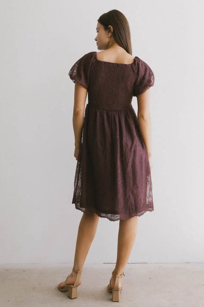 Karrie Embroidered Midi Dress in Purple - FINAL SALE