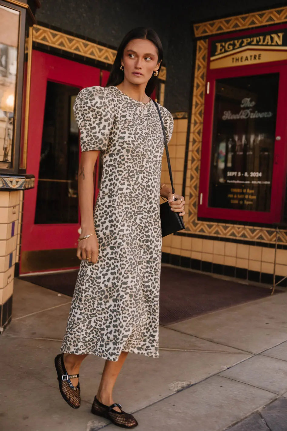 Campbell Denim Dress in Leopard - FINAL SALE