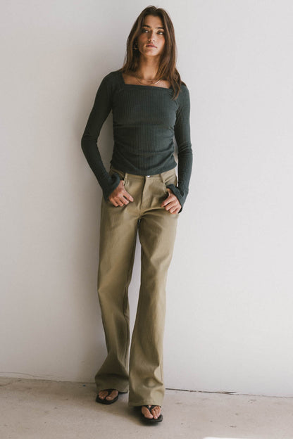 Porsha Straight Leg Jeans in Olive - FINAL SALE